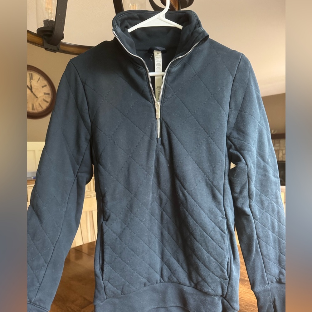 lululemon athletica Blue Zip Up Sweater with Stand-Up Collar